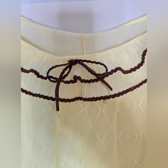 Vintage Yellow Sheer Nightgown Ruffle Trim Sleeveless Maxi 1970s Lingerie Size M - Picture 4 of 5